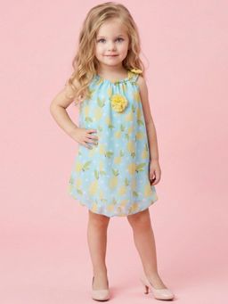 Creative Kids - Girls Turquoise Printed Dress