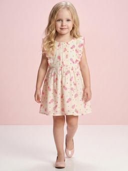 Creative Kids - Girls White Printed Dress