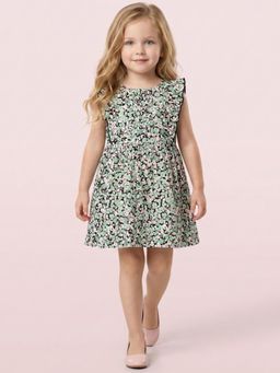 Creative Kids - Girls Green Printed Dress