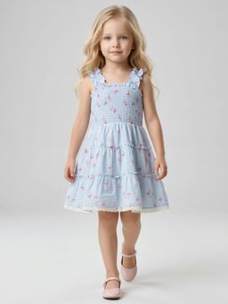 Creative Kids - Girls Blue Printed Dress