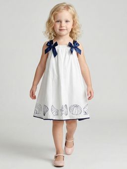 Creative Kids - Girls White Printed Dress