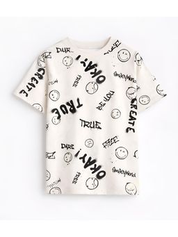 Googo Gaaga - Boys White Typography T-Shirt