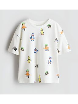 Googo Gaaga - Boys White Printed T-Shirt