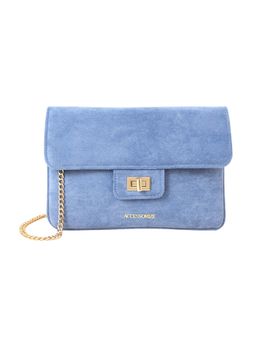Accessorize London - Women's Blue Suedette Flat Fold Clutch