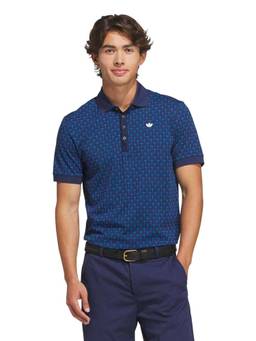 adidas - Men Navy Blue Originals All Over Trefoil Golf Polo T-Shirt