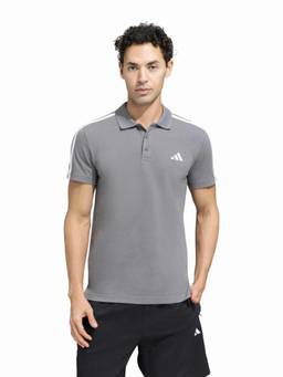 adidas - Men Grey ADI 3 Stripes CO Polo T-Shirt