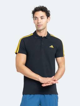 adidas - Men Black ADI 3 Stripes CO Polo T-Shirt
