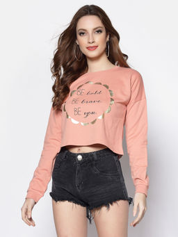 Sera - Pink Typography Printed Sweatshirt
