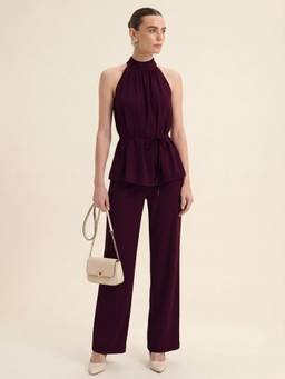 ATRI - Wine Solid Co-ord Set