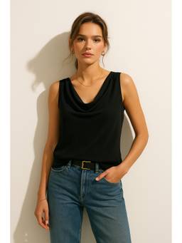 ATRI - Black Cowl Neck Top