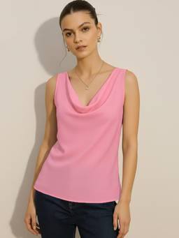 ATRI - Pink Cowl Neck Top