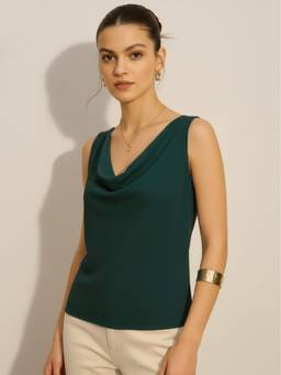 ATRI - Green Cowl Neck Top