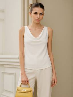 ATRI - White Cowl Neck Top
