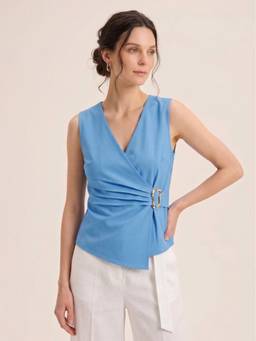 ATRI - Sky Blue Solid Wrap Top