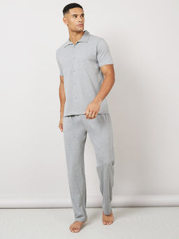 Styli - Men's Grey Solid Shirt and Pyjama