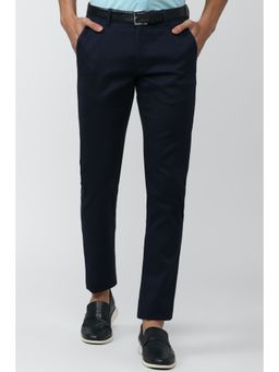 Van Heusen - Men Navy Solid Slim Fit Trousers