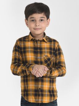 CRIMSOUNE CLUB - Boy Mustard Yellow Checked Shirt