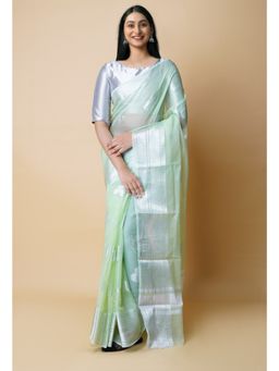 Unnati Silks - Green Pure Banarasi Kota Cotton Saree UNM73084 with Unstitched Blouse