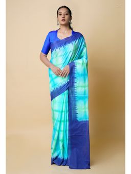 Unnati Silks - Green Shibori Printed superfine Mulmul Cotton Saree UNM73307 with Unstitched Blouse