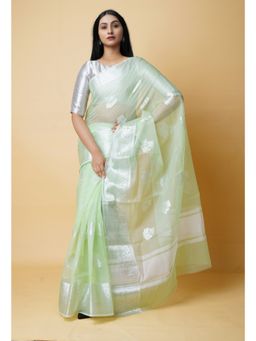 Unnati Silks - Green Pure Banarasi Kota Cotton Saree UNM73092 with Unstitched Blouse