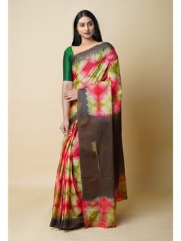 Unnati Silks - Multi Shibori Printed superfine Mulmul Cotton Saree UNM73303 with Unstitched Blouse