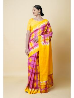 Unnati Silks - Multi Shibori Printed superfine Mulmul Cotton Saree UNM73304 with Unstitched Blouse
