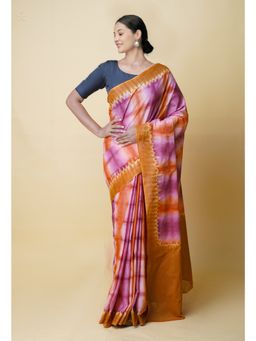 Unnati Silks - Multi Shibori Printed superfine Mulmul Cotton Saree UNM73306 with Unstitched Blouse