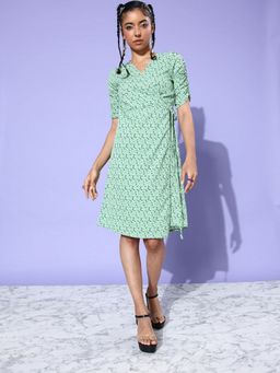 ANVI Be Yourself - Floral Printed Crepe Wrap Dress