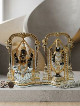 The Home Co - Multi-Color Silver & Gold Plated Tirupati Balaji & Padmavathi Idol Set