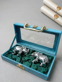 The Home Co - Antique Silver-Plated Elephant Idols (Pack of 2)