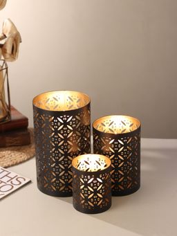 De Maison Decor - Kairava Black Candle Holders (Pack of 3)