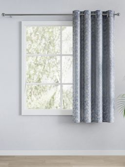 Haus & Kinder - Grey Jacquard Vintage Bloom Polyester Curtain