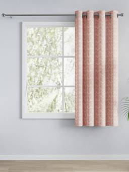 Haus & Kinder - Pink Jacquard Vintage Bloom Polyester Curtain