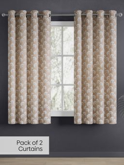 Haus & Kinder - Beige Jacquard Spring Trellis Polyester Curtains (Pack of 2)