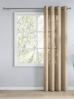 Haus & Kinder - Brown Sheer Feathering Frindge Door Curtain (7 Feet)