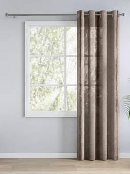 Haus & Kinder - Brown Sheer Feathering Frindge Door Curtain (7 Feet)