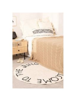 Bungalow and Beyond - Beige Welcome Print Round Tufted Rug