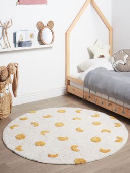 Bungalow and Beyond - Beige Printed Round Tufted Cotton Rug