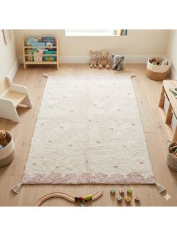 Bungalow and Beyond - Beige Printed Cotton Tufted Floor Rug