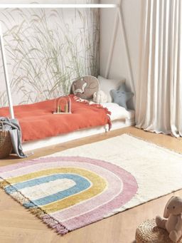 Bungalow and Beyond - Multi-Color Rainbow Print Cotton Tufted Floor Rug