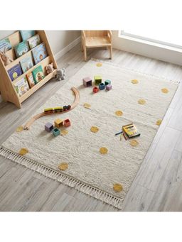 Bungalow and Beyond - Beige Polka Dot Print Cotton Tufted Soft Rug