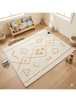 Bungalow and Beyond - Beige Boho Print Cotton Tufted Floor Rug