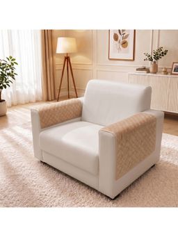 Story@Home - Beige Premium Quilted Sofa Armrest Covers (Pack of 2)