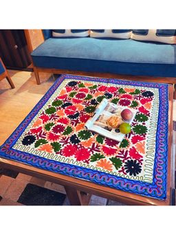 TheYUGO - White Boota Kutch Embroidery Table Top Cover