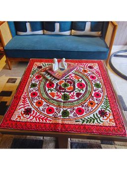 TheYUGO - White Phulwa Kutch Embroidery Table Top Cover