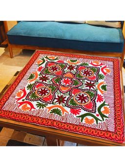 TheYUGO - White Sitara Kutch Embroidery Table Top Cover