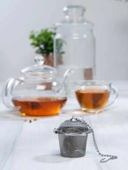 NATURALLY YOURS - Silver Stainless Steel Tea Strainer ( Set of 2 )
