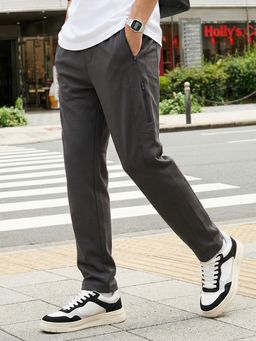 Nobero - Men Grey Straight Fit Travel Trackpant