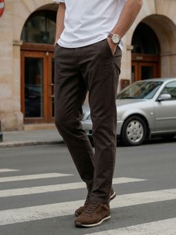 Nobero - Men Brown Relaxed Drawcord Trouser