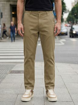 Nobero - Men Brown Classic Stretch Chinos